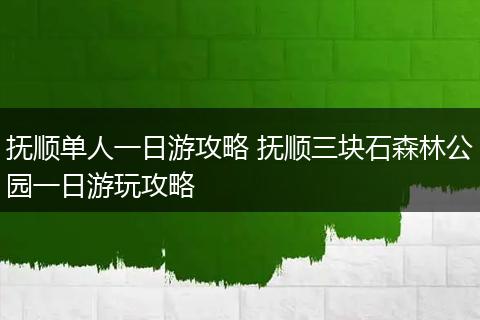 抚顺单人一日游攻略 抚顺三块石森林公园一日游玩攻略