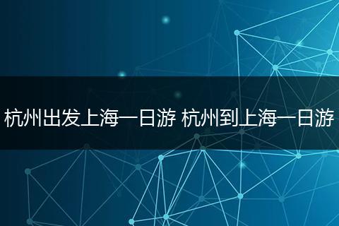 杭州出发上海一日游 杭州到上海一日游
