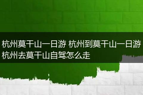 杭州莫干山一日游 杭州到莫干山一日游杭州去莫干山自驾怎么走