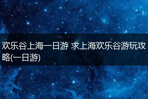 欢乐谷上海一日游 求上海欢乐谷游玩攻略(一日游)