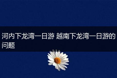 河内下龙湾一日游 越南下龙湾一日游的问题