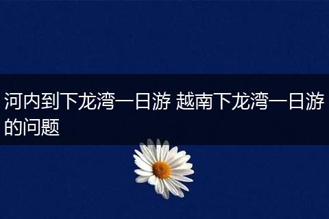 河内到下龙湾一日游 越南下龙湾一日游的问题