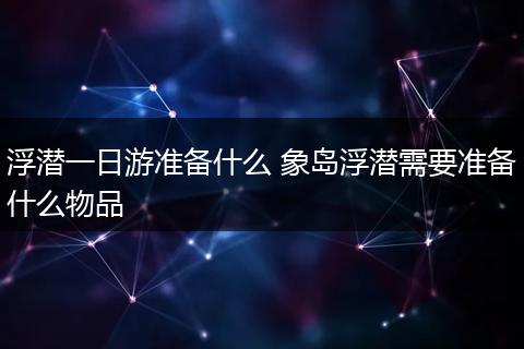 浮潜一日游准备什么 象岛浮潜需要准备什么物品