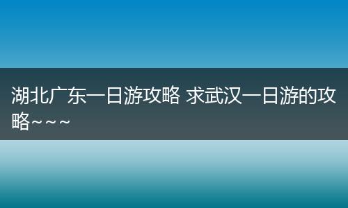 湖北广东一日游攻略 求武汉一日游的攻略~~~