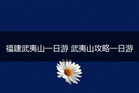 福建武夷山一日游 武夷山攻略一日游