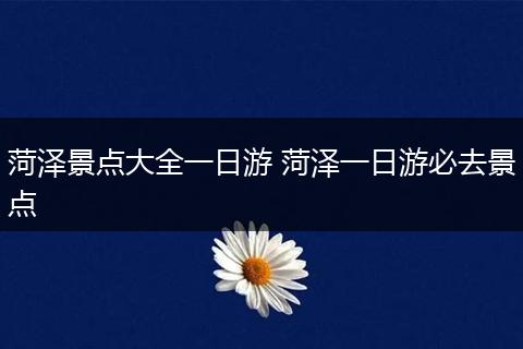 菏泽景点大全一日游 菏泽一日游必去景点