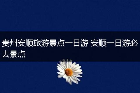 贵州安顺旅游景点一日游 安顺一日游必去景点