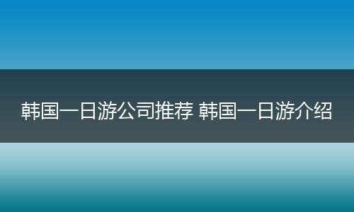 韩国一日游公司推荐 韩国一日游介绍