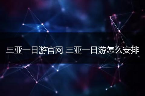 三亚一日游官网 三亚一日游怎么安排