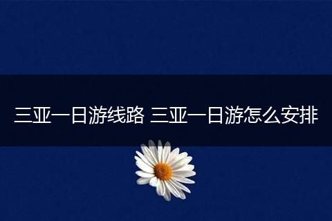 三亚一日游线路 三亚一日游怎么安排