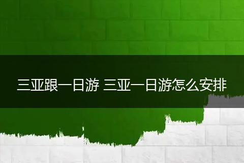 三亚跟一日游 三亚一日游怎么安排
