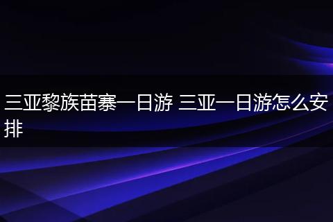 三亚黎族苗寨一日游 三亚一日游怎么安排