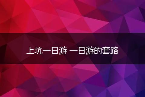 上坑一日游 一日游的套路