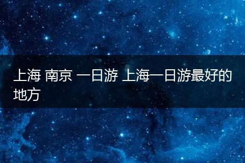 上海 南京 一日游 上海一日游最好的地方