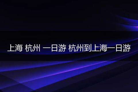 上海 杭州 一日游 杭州到上海一日游