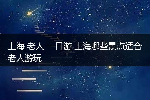 上海 老人 一日游 上海哪些景点适合老人游玩