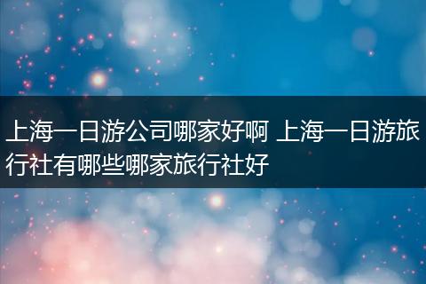 上海一日游公司哪家好啊 上海一日游旅行社有哪些哪家旅行社好