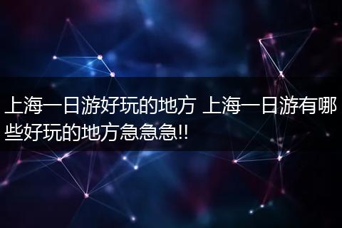 上海一日游好玩的地方 上海一日游有哪些好玩的地方急急急!!