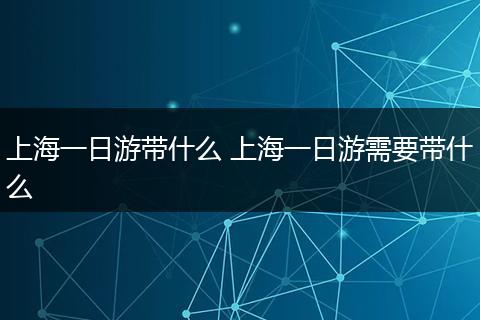 上海一日游带什么 上海一日游需要带什么