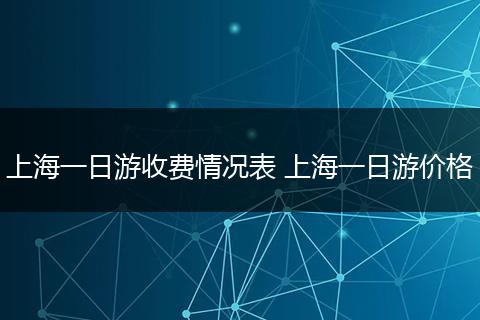上海一日游收费情况表 上海一日游价格