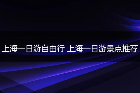 上海一日游自由行 上海一日游景点推荐