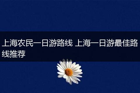 上海农民一日游路线 上海一日游最佳路线推荐