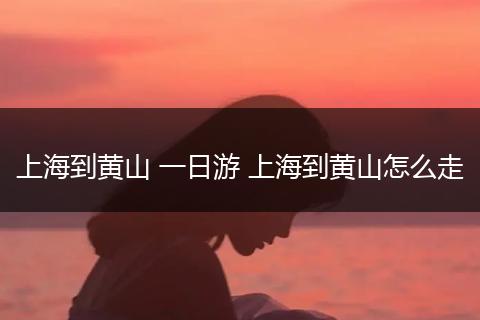 上海到黄山 一日游 上海到黄山怎么走