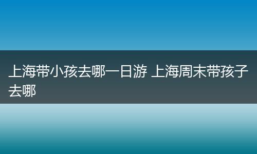 上海带小孩去哪一日游 上海周末带孩子去哪