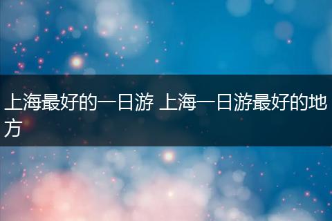 上海最好的一日游 上海一日游最好的地方