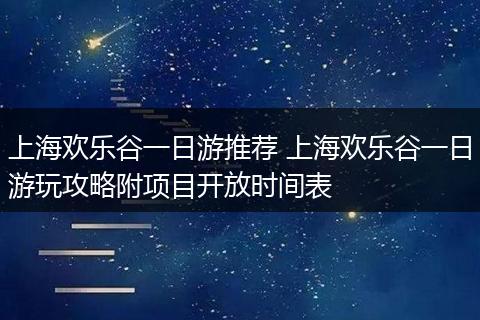 上海欢乐谷一日游推荐 上海欢乐谷一日游玩攻略附项目开放时间表