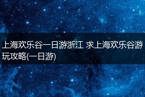 上海欢乐谷一日游浙江 求上海欢乐谷游玩攻略(一日游)