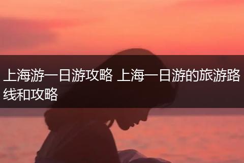 上海游一日游攻略 上海一日游的旅游路线和攻略