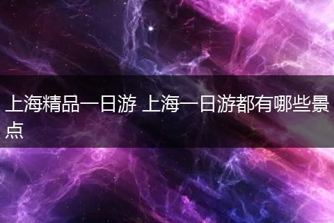 上海精品一日游 上海一日游都有哪些景点
