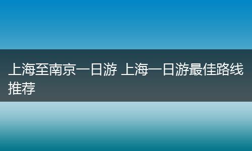 上海至南京一日游 上海一日游最佳路线推荐