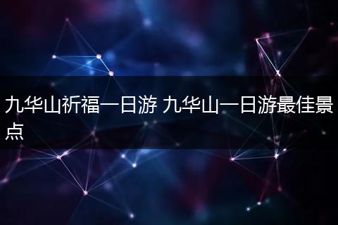 九华山祈福一日游 九华山一日游最佳景点