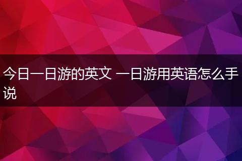 今日一日游的英文 一日游用英语怎么手说