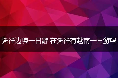 凭祥边境一日游 在凭祥有越南一日游吗