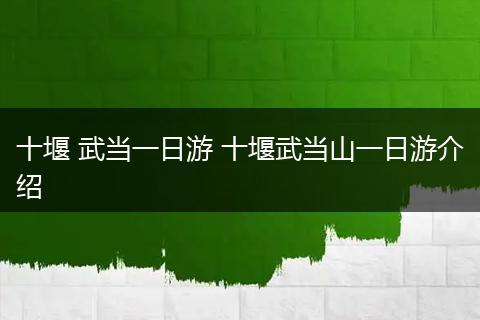 十堰 武当一日游 十堰武当山一日游介绍