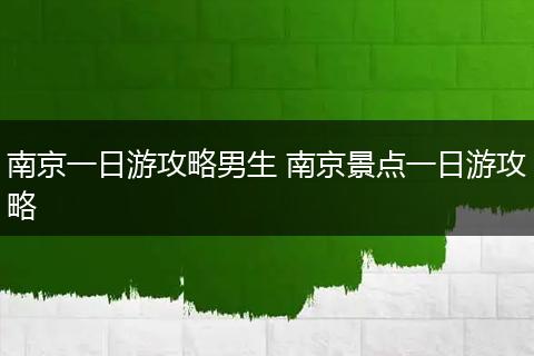 南京一日游攻略男生 南京景点一日游攻略
