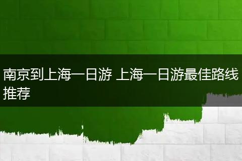 南京到上海一日游 上海一日游最佳路线推荐