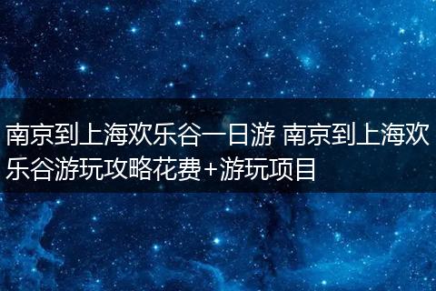 南京到上海欢乐谷一日游 南京到上海欢乐谷游玩攻略花费+游玩项目