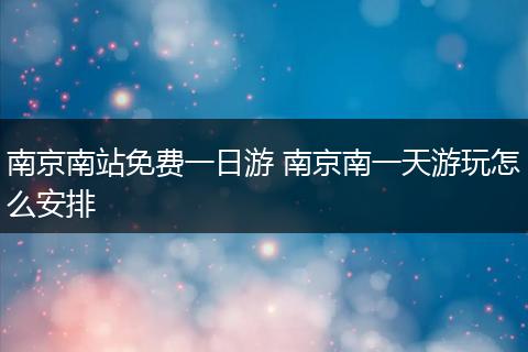 南京南站免费一日游 南京南一天游玩怎么安排