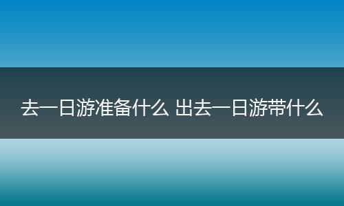 去一日游准备什么 出去一日游带什么