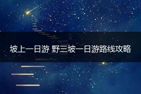 坡上一日游 野三坡一日游路线攻略