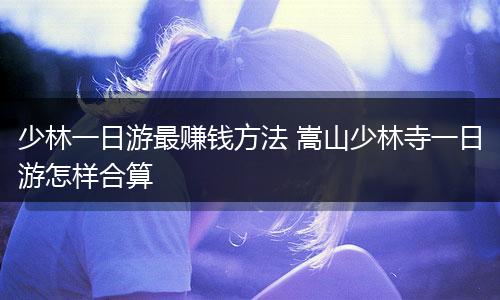 少林一日游最赚钱方法 嵩山少林寺一日游怎样合算