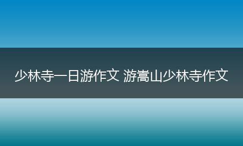 少林寺一日游作文 游嵩山少林寺作文