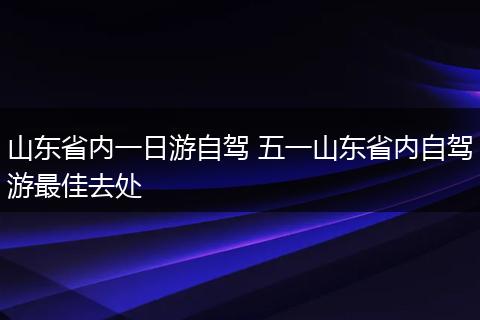 山东省内一日游自驾 五一山东省内自驾游最佳去处