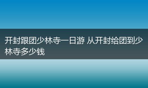 开封跟团少林寺一日游 从开封给团到少林寺多少钱