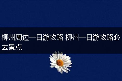 柳州周边一日游攻略 柳州一日游攻略必去景点