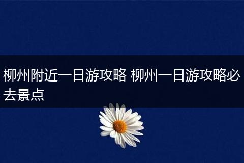 柳州附近一日游攻略 柳州一日游攻略必去景点